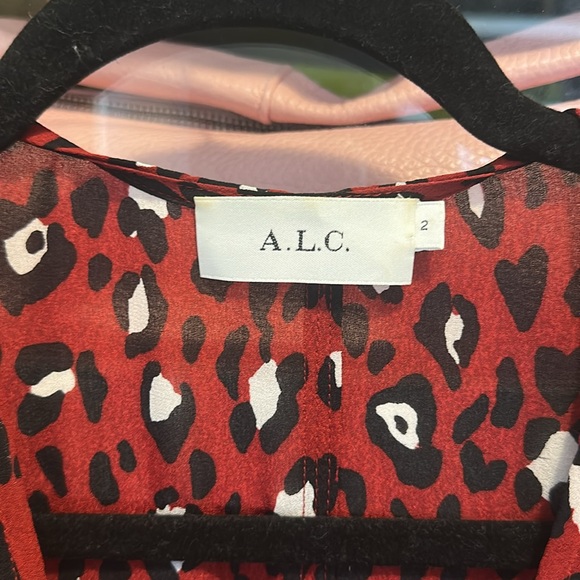 A.L.C. Michaela Silk Wrap Long Sleeve‎ Mini Dress in Animal Print - Picture 4 of 5